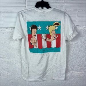 NWOT MTV BEAVIS AND BUTTHEAD white cotton swimming graphic shirt size small